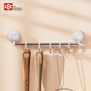 Support mural à ventouse LEC en acier inoxydable, capacité 5 kg, organisateur de rangement de cuisine avec crochets pour serviettes et ustensiles - Product Image 1