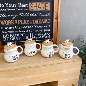 แก้วเซรามิคการ์ตูนน่ารักสไตล์จีน 400 มล. พร้อมฝาและช้อน ลายแพน<span class=keywords><strong>ด</strong></span>้าหวานๆ น่ารัก แก้วกาแฟไม้ไผ่ สำหรับอาหารเช้า นม น้ำ - Product Image 3