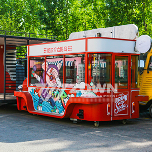 Camión de Comida Ligero para Turismo, Carrocería Roja Brillante, Techo Impermeable, Lámpara Trasera Redonda, Quiosco Móvil de Bebidas para Parque de Atracciones - Product Image 3