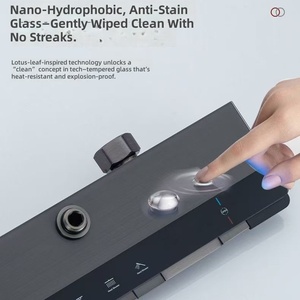 Système de <span class=keywords><strong>douche</strong></span> mural intelligent en acier inoxydable avec pommeau de <span class=keywords><strong>douche</strong></span> pluie LED numérique de luxe et robinetterie mitigeuse à main - Product Image 3