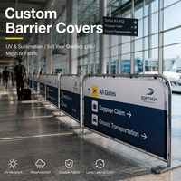 Copertura per Barriere Personalizzata e Resistente, Recinzione per Controllo Folla, Banner Pubblicitario per Esterni, Produzione Diretta OEM, Resistente ai Raggi UV, USA UK