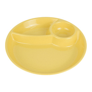 Assiette ronde créative à trois compartiments pour les collations et plats de fête, assiette à compartiments de couleur unie - Product Image 5
