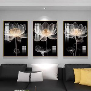<span class=keywords><strong>Peinture</strong></span> abstraite de luxe moderne en porcelaine de cristal simple canapé fond mural décoratif <span class=keywords><strong>triptyque</strong></span> fleur papier nature morte - Product Image 1