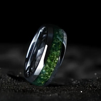 Bague de fiançailles créative en tungstène noir, motif galaxie, bleu sous-marin, mousse verte, silicone poli