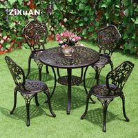 Ensemble de mobilier de jardin 3 pièces en fonte d'aluminium, style européen, pour terrasse, balcon, petit salon de café - Vente en gros usine