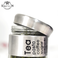 Pot de stockage avec couvercle, verre de revêtement en acier inoxydable, sucre des aliments, thé et café, livraison gratuite