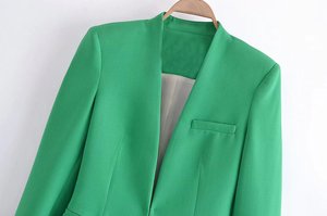 2022 봄/여름 여성 스트리트 트렌디 캐주얼 정장 칼라 짧은 단색 블레이저 - Product Image 5