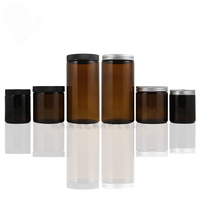Bouteilles en verre ambré écologiques 250/500/1000g avec bouchon à vis en plastique noir/argent, impression sérigraphique de la marque, en stock