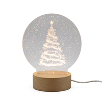 Lampe led de noël avec Base en bois, arbre de noël, veilleuse 3D, cadeau pour enfants
