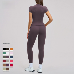 Leggings évasés souples à découpe en V croisée, <span class=keywords><strong>T</strong></span>-shirts de yoga et de compression pour femmes, personnalisés, de haute qualité, respirants, coupe régulière à l'avant - Product Image 2
