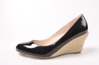 Pompe compensée de hauteur moyenne en pu pour femmes, chaussures confortables, vêtements de bureau et de tous les jours