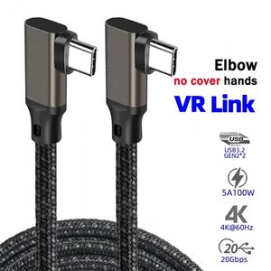 Cable de conexión USB C a Type-C de doble codo a 90 grados, USB3.2 GEN 2, 100W, 20Gbps, 4K 60HZ <span class=keywords><strong>para</strong></span> auriculares VR <span class=keywords><strong>Oculus</strong></span> Quest2, 5M, 3M, 2M, en stock - Product Image 1