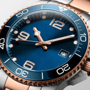 Reloj Mecánico Longines de Lujo con Marcadores Simples GMT, Color Azul Dorado, Segundero Visible, Acero Inoxidable - Product Image 5