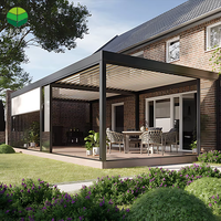 Pergola bioclimatique motorisée en aluminium à lames orientables, style chinois, facile à assembler, avec éclairage LED, pour terrasse et balcon, tailles 3x3, 4x4, 4x6, pour extérieur