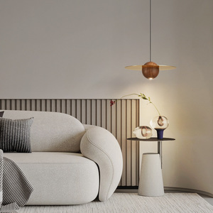 โคมไฟเพดานทรงยูเอฟโอ ทำจากไม้วอลนัทและทองแดงทั้งหมด ปี 2024 สไตล์โมเดิร์นมินิมอล เหมาะสำหรับข้างเตียง ทางเข้าบ้าน บาร์ - Product Image 4