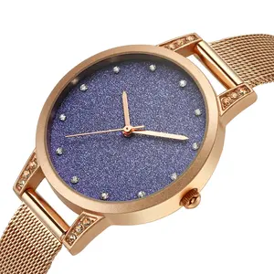 Tada Brand New Fashion Women Crystal Wristwatches Charm Rose Gold Stainless Steel 30m Waterproof Lady Minimalist Quartz Watch