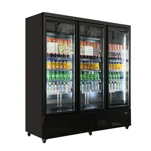 Supermarket Beverage Showcase Upright Glass Commercial Multi-Door Display Cooler Cold Drink Chiller