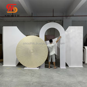 SMOOTH Customized New Design White Wedding Wall Gold Round Panel PVC Display <b>Backdrop</b> <b>Stand</b> Acrylic <b>Backdrop</b> Arch - Product Image 2