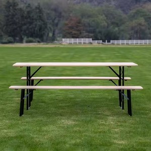 Tavolo e panca pieghevoli in legno per campeggio, picnic e birreria all'aperto - Product Image 6