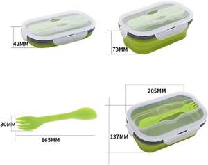 Lonchera de Silicona Plegable Reutilizable, Contenedor de Almacenamiento de Alimentos, Lonchera Bento de Silicona, Contenedor de Almacenamiento de Alimentos de Silicona con Tapa - Product Image 4