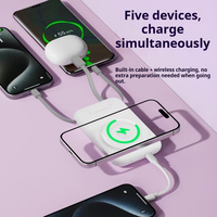 Batterie externe magnétique sans fil 3-en-1 haute capacité 10000 mAh 22,5 W à charge rapide avec fonction support pour 4 câbles Li-Polymère