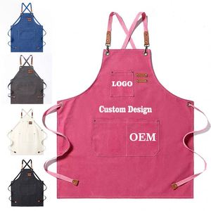 Delantales de algodón con logotipo personalizado para chef, camarero, unisex, sin mangas, para uso comercial en cocina, bar, restaurante - Product Image 1