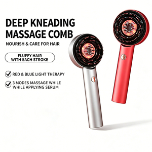 Brosse de massage du cuir chevelu étanche IPX7 à lumière rouge et bleue, 3 modes, applicateur d'huile liquide, peigne à double usage humide et sec, rechargeable par USB-C - Product Image 1