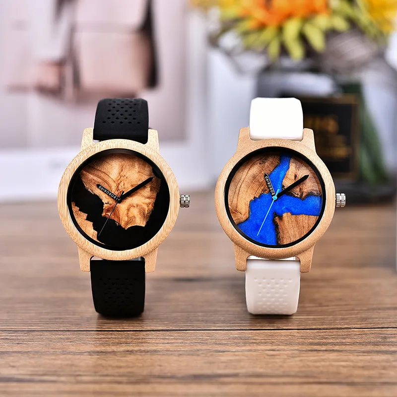 BOBO kuş kişiselleştirilmiş erkekler Quartz saat eğlence moda renkli ahşap kol saati lazer arama ölçeği destek özel Reloj Hombre