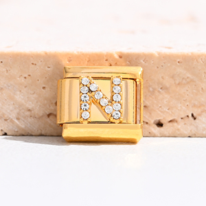 <span class=keywords><strong>Charm</strong></span> Italiano con Lettere in Vendita, Non Ossidabile, Fai-da-Te, in Acciaio Inossidabile Placcato Oro 18K per Braccialetti - Product Image 2