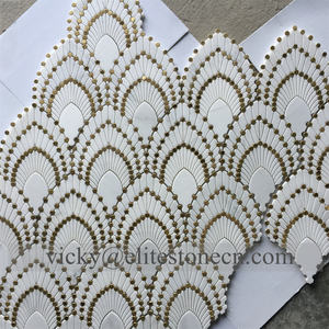 Fabrik preis Fischs chuppen Fächer form Carrara Natur marmor Mosaik fliesen Haus Innendekoration - Product Image 1