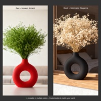 Vase Donut Blanc en Plastique Art Déco Incassable Léger pour Décoration Intérieure et Présentation de Fleurs Séchées