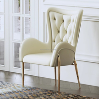 Chaise de salle à manger moderne de luxe en cuir PU de style nordique, dossier en métal, pieds en métal, structure en bois, meubles pour la maison, bureau, hôtel, appartement