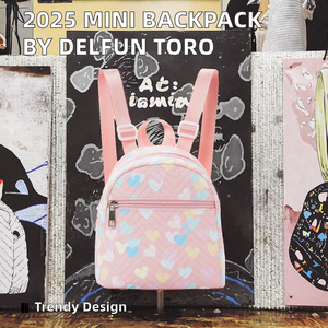 กระเป๋าเป้สะพายหลังผู้หญิง DELFUN TORO รุ่นมินิ แบบเย็บลายตาราง ทำจากหนัง PU สีรุ้งหลากสี ขายดี ปี 2025 เหมาะสำหรับไปโรงเรียน มีซิป ผลิตจากโพลีเอสเตอร์ - Product Image 2