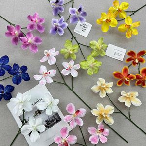 Orchidée Vanda artificielle à 3 têtes, fleur en soie, décoration de mariage et de maison, plusieurs couleurs, ornement floral pour accessoires de photographie - Product Image 1