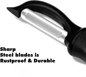 Lot de 2 éplucheurs à légumes pivotants en acier inoxydable de qualité supérieure, écologiques et durables, ustensiles de cuisine, logo personnalisé noir - Product Image 4