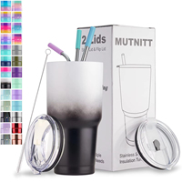 Mug de voyage personnalisé avec logo, sans BPA, à double paroi, isolé sous vide, en acier inoxydable, 30 oz, avec couvercle à paille