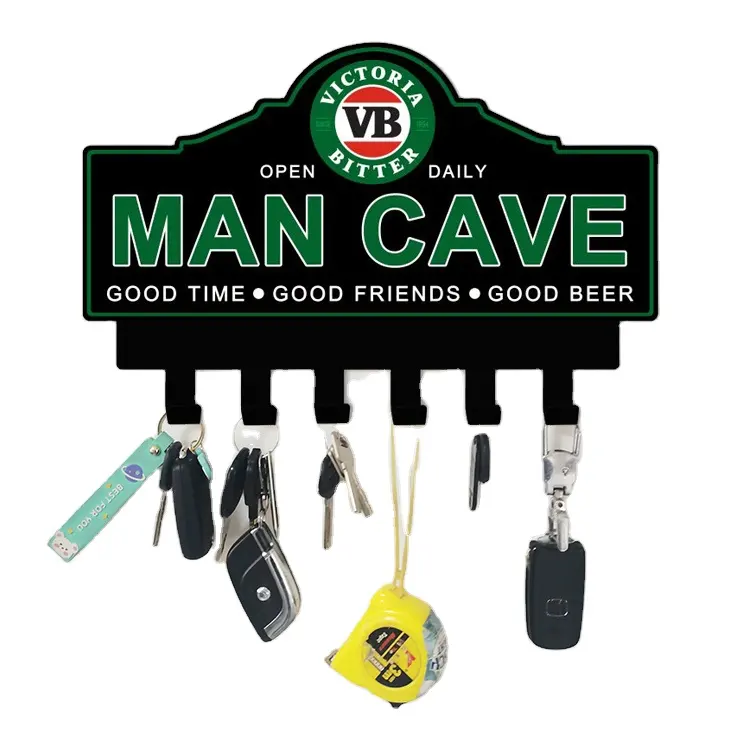 Vintage Man Cave Metal Sign Key Rack Wholesale Key Holder for Wall Key Hook Car Key Hanger Key Organizer