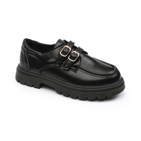 Chaussures habillées pour enfants Little Big Kids, noires mates, à double boucle, avec soutien de la voûte plantaire, pour le campus et l'école, directement du fabricant