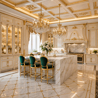 Designs d'intérieur de luxe dorés pour villa entière de style baroque français, rendu 3D
