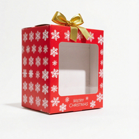 Taille et impression de conception personnalisée Boîte d'emballage cadeau de Noël pliable et facile à assembler avec fenêtre transparente