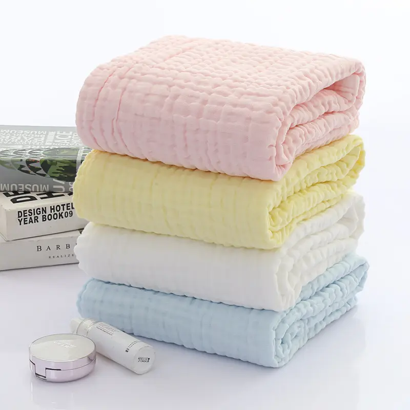 Nieuwe Productideeën 2024 100% Katoen Solide Ademende Pasgeboren 6 Lagen Mousseline Swaddle Dekens Voor Baby 'S Mantas Para Invierno