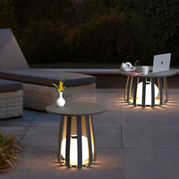 Table d'appoint moderne et élégante blanche avec lumière LED à changement de couleur, charge sans fil et télécommande pour salon, bureau, jardin