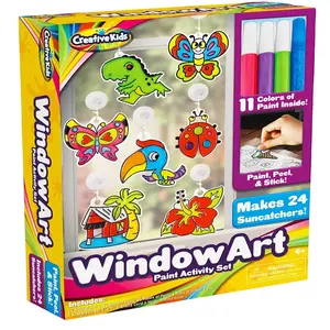 Venster Verf Art Stickers Kit Voor Kids Kinderen Maken Uw Eigen Plezier Zonnebrandcrème Pak 24 Zon Catchers 24 Zuig cups