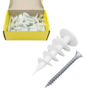 Nylon Spiral Plugs 4.5x30 Mm With Steel Screws For Plasterboard Fixing 100 Pcs - Product Image 1