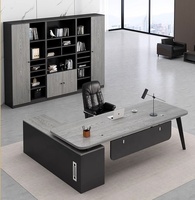 Ensemble de bureau de direction moderne en bois en forme de L personnalisable avec armoire extensible et résistant à l'usure