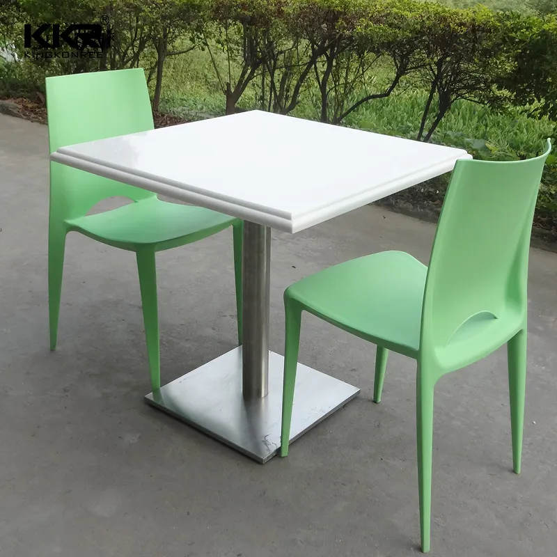 KKR superficie sólida muebles de restaurante mesas y sillas redonda mesa de comedor conjunto de comida rápida, mesa de comedor