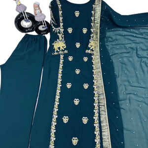 Dernier Designer Lourd Faux Georgette Broderie Séquence Salwar Suit Par FabZone - Product Image 1