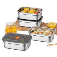 Voedselveilige, afsluitbare rechthoekige container met deksel, fruitbentobox van roestvrij staal, magnetronbestendig voor commerciële hotelkeukens
