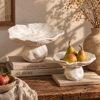 Ensemble de bols à fruits en céramique crème, bols décoratifs en forme de pétales sculpturaux pour la décoration moderne de la maison