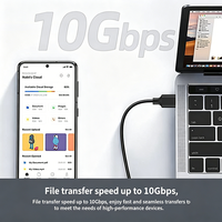 Kabel USB Tipe-C 10Gbps Transfer Data USB3.1 Kecepatan Tinggi Pengisian Daya 3A Konduktor Tembaga Murni PVC Kamera Ponsel Mobil